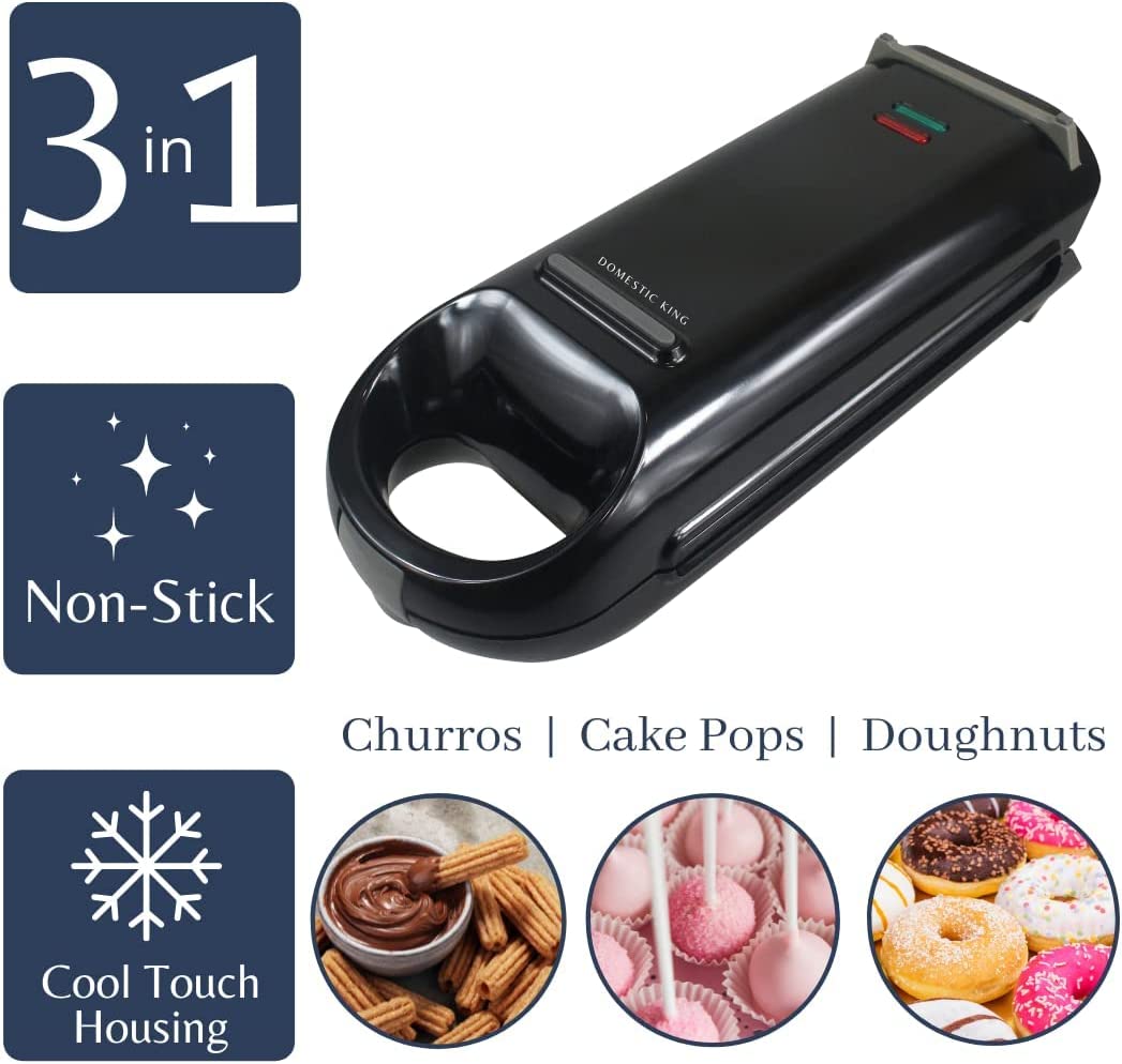 Domestic King 3 IN 1 Electric Treats Churros, Cake Pops and Doughnut Maker  (DK18032)