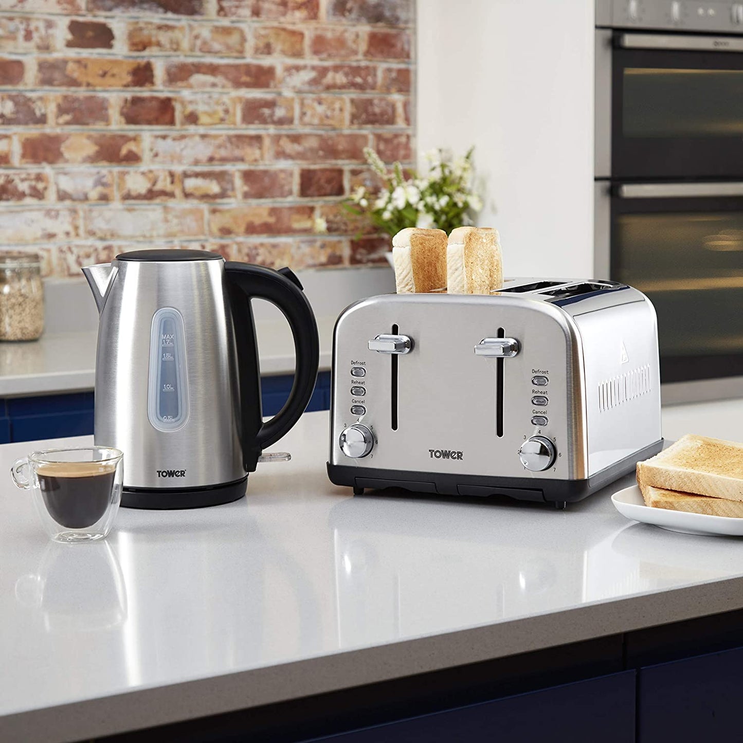 Tower Electric Stainless Steel 4 Slice Toaster Infinity 1800W (T20015S)