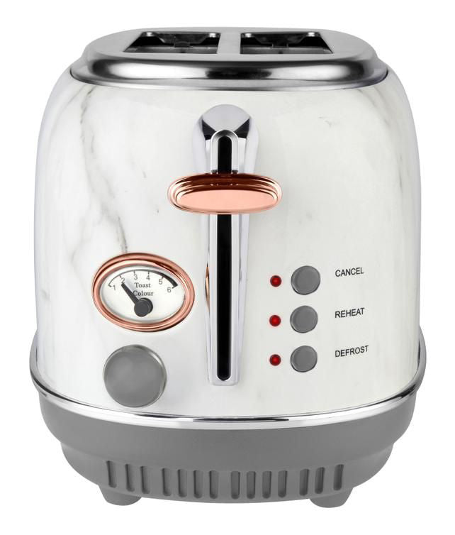 Tower Electric White Marble and Stainless Steel 2 Slice Toaster with Rose Gold (T20016wmrg)