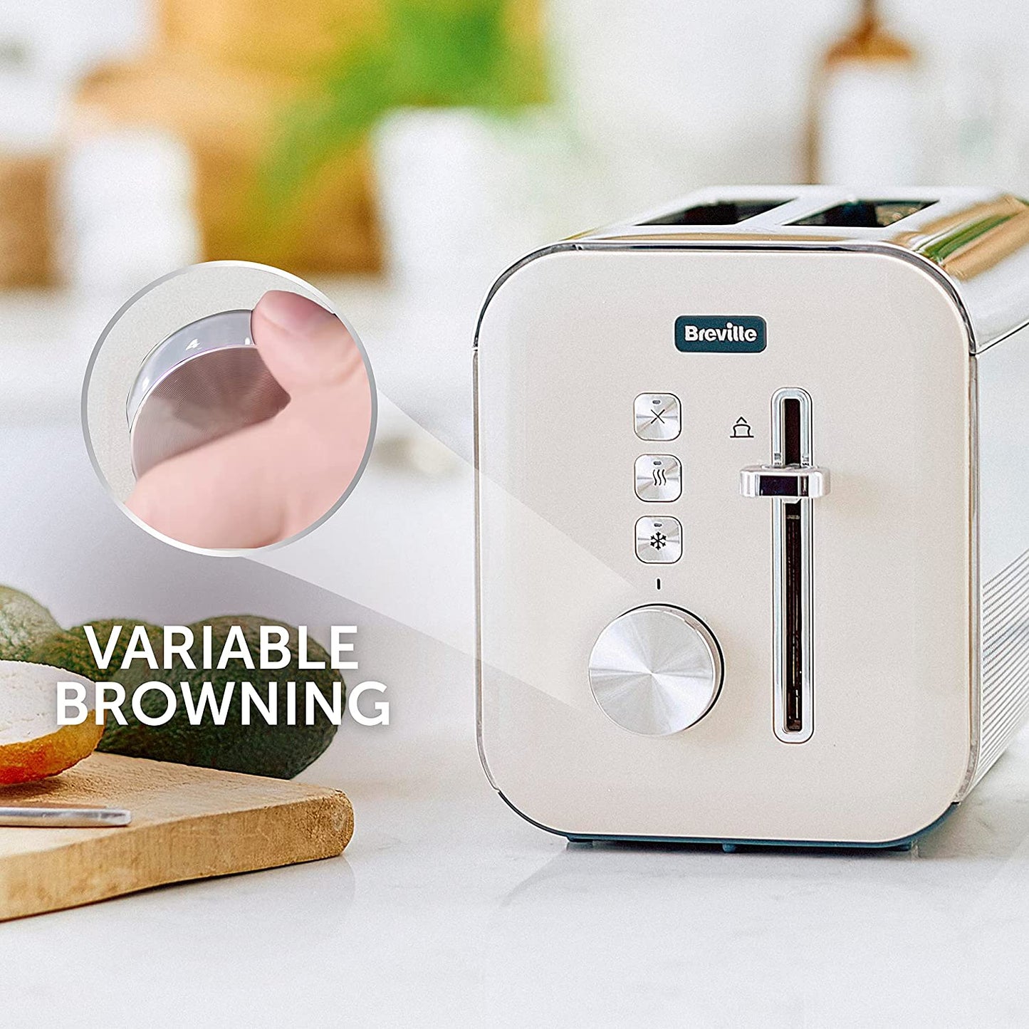 Cream Electric Breville  2 Slice Toaster High Gloss Collection (Refurbished VTT967R)