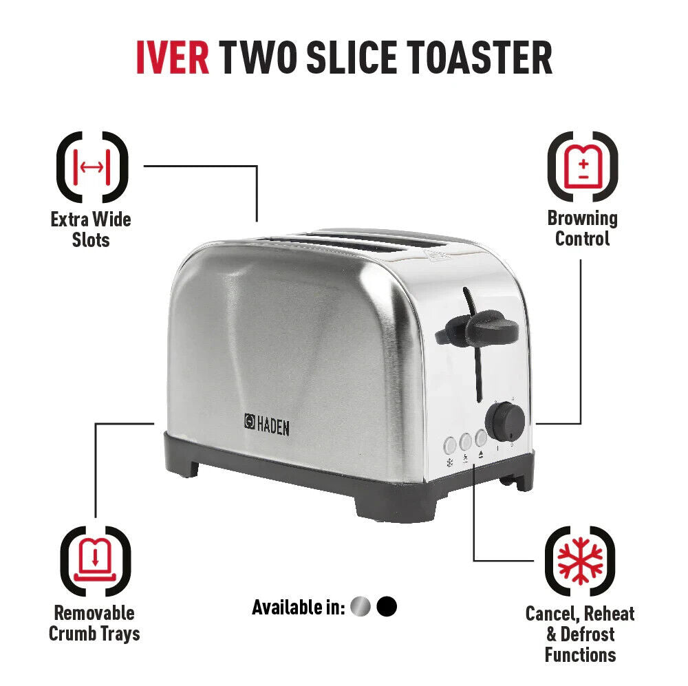 Haden Iver Electric Stainless Steel 2 Slice Toaster (206466)