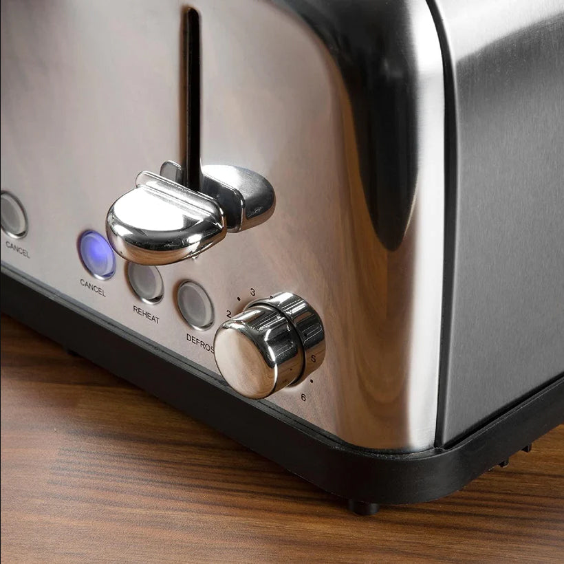 Tower Silver Grey Stainless Steel 4 Slice Toaster (T20003)