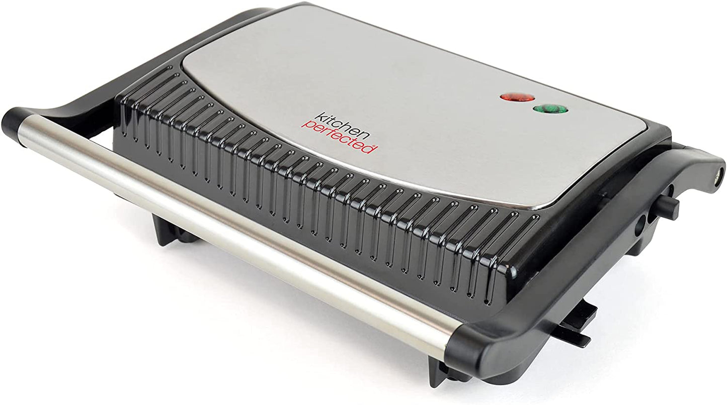 Black Electric Steel Panini Press Grill Maker and Health Grill - Kitchen Perfected  (E2701BK)