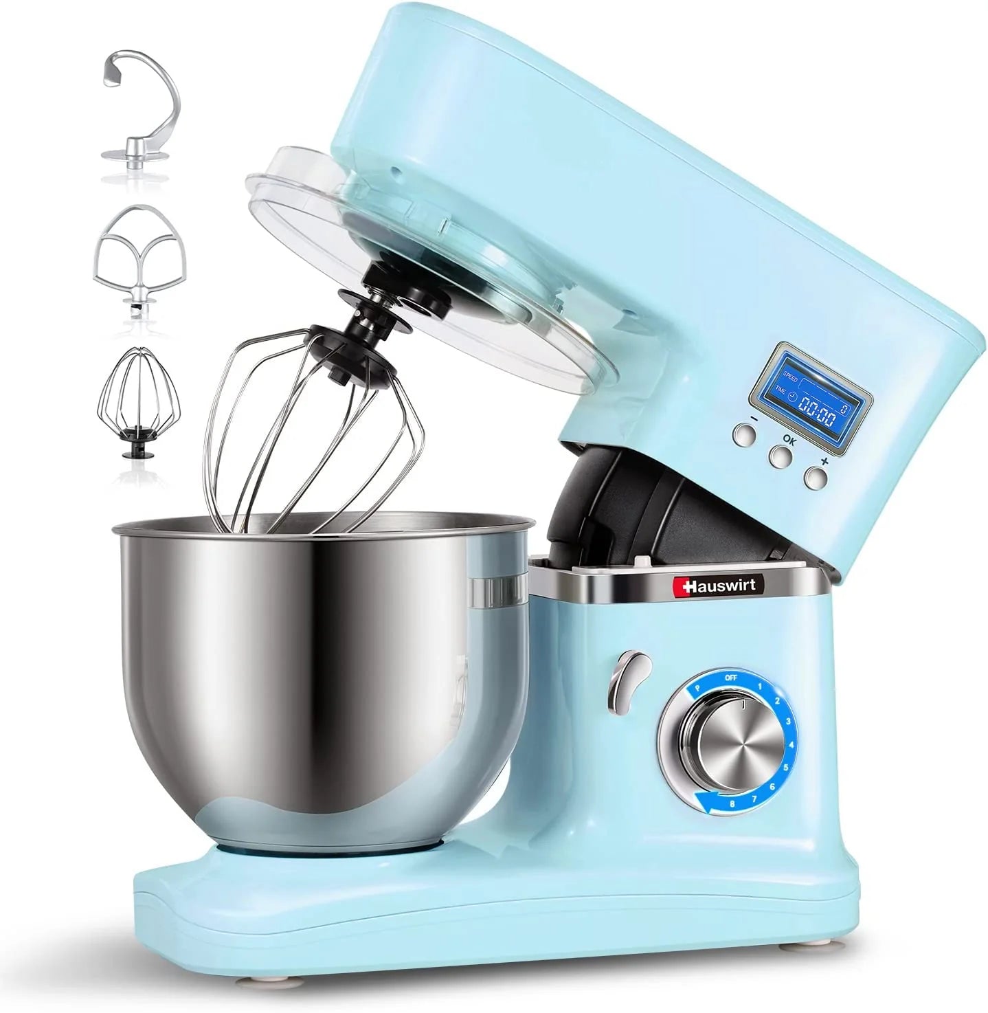 Blue & Stainless Steel Electric Food Stand Mixer Machine - Hauswirt LCD  (HM740B)