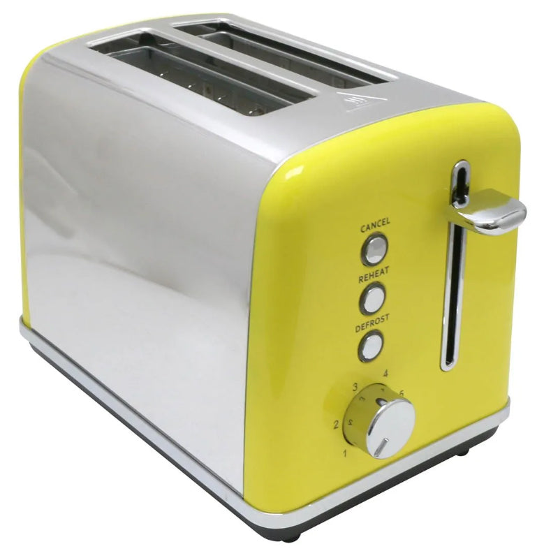 Daewoo Electric Yellow and Grey Stainless Steel 2 Slice Toaster Soho (SDA1996)