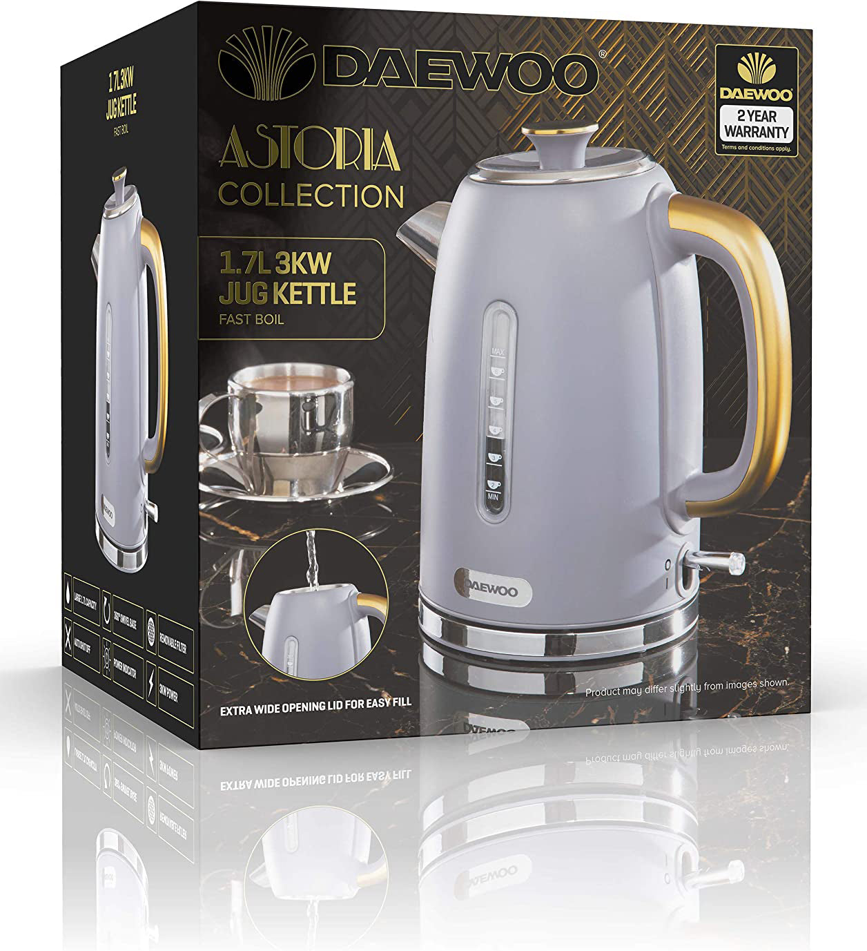 Daewoo Electric Stainless Steel Grey Kettle 1.7L Astoria  (SDA1817)