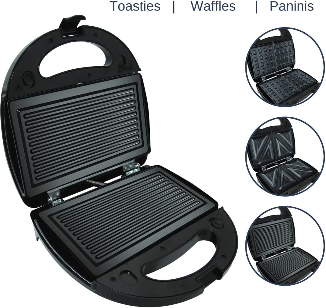 Domestic King 3 in 1 Electric Sandwich Toaster, Panini Press Grill and Waffle Maker  (DK18025)