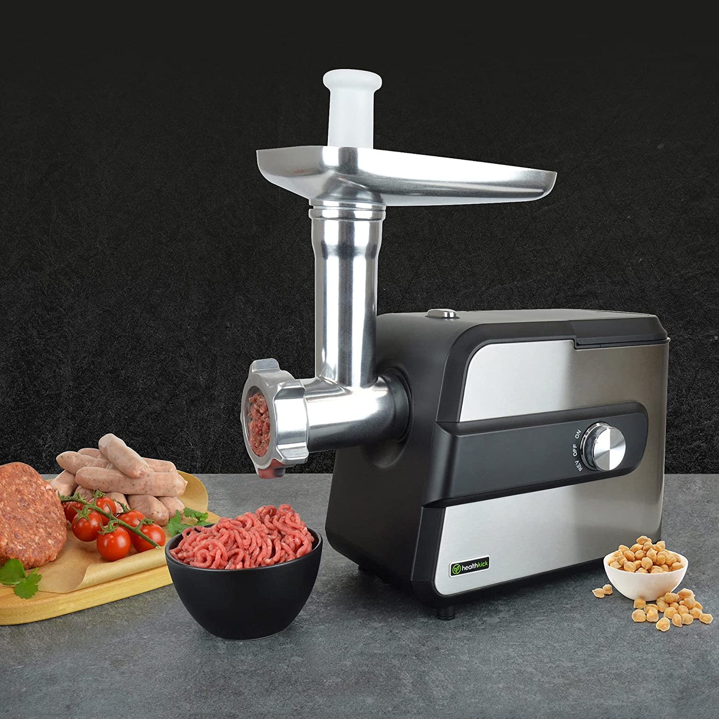 Powerful Healthkick Electric Black and Stainless Steel Food and Meat Grinder (K3321)