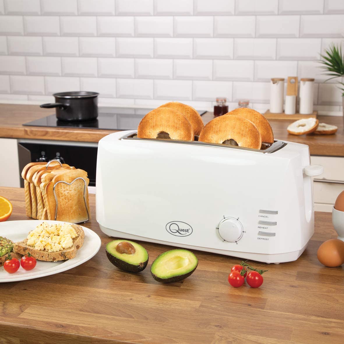 Quest Electric White 4 Slice Toaster (35049)