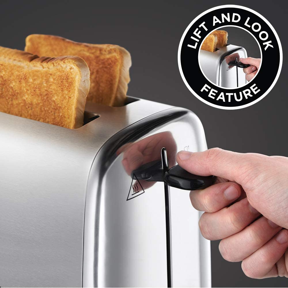 Electric Stainless Steel 2 Slice Russell Hobbs Toaster Brushed & Polished Finish (24080)