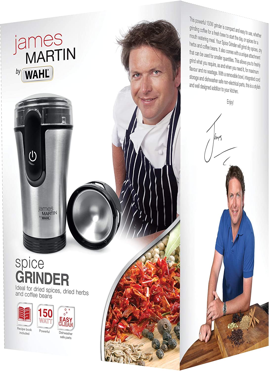 Electric Black Wahl James Martin Bean Coffee Grinder Stainless Steel (ZX992)
